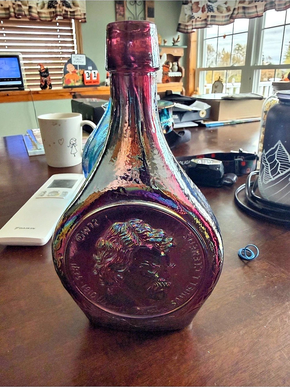 Iridescent Embossed Glass Bottle